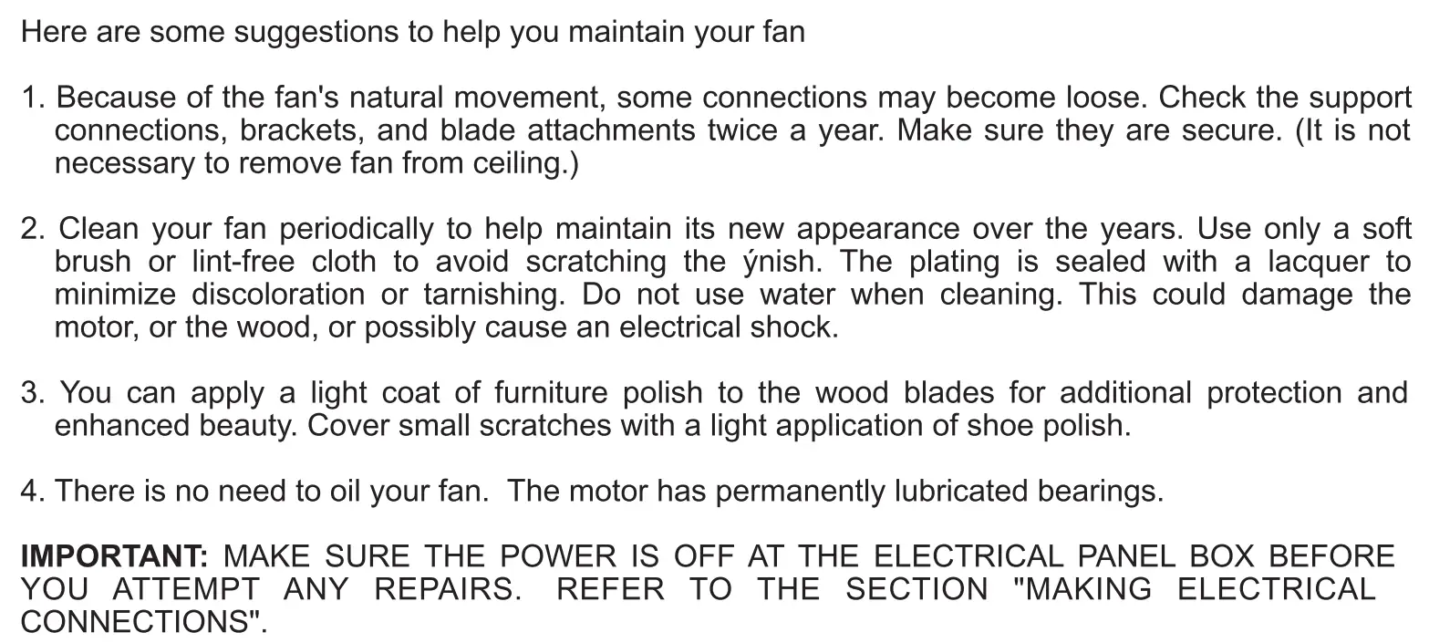 MAXIM LIGHTING 88806 52 Inch Tanker Cylinder Fan with LED Light Instruction Manual - CARE OF YOUR FAN