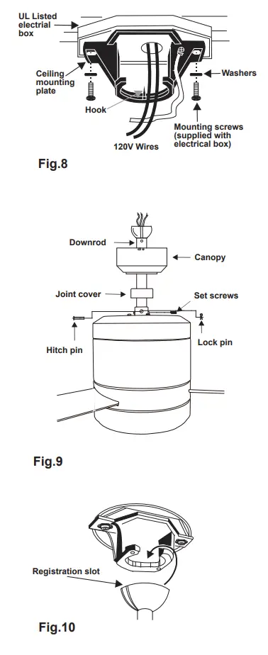 MAXIM LIGHTING 88806 52 Inch Tanker Cylinder Fan with LED Light Instruction Manual - Fig. 8,9,10