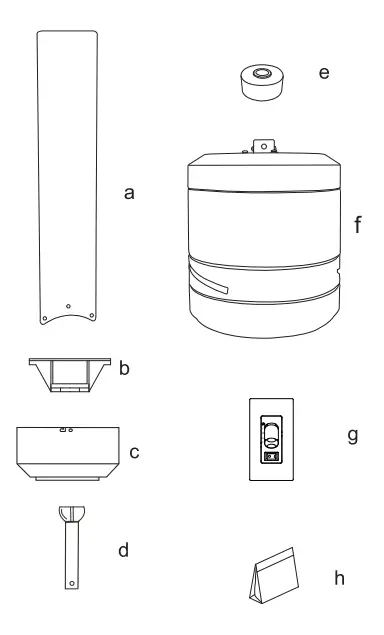 MAXIM LIGHTING 88806 52 Inch Tanker Cylinder Fan with LED Light Instruction Manual - Package Contents