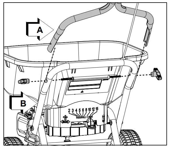 shindaiwa RS600 75 cu ft Walk Behind Broadcast Spreader - Handle