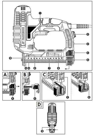 PARKSIDE PET 25 C3 Electric Nailer Stapler - figure 1