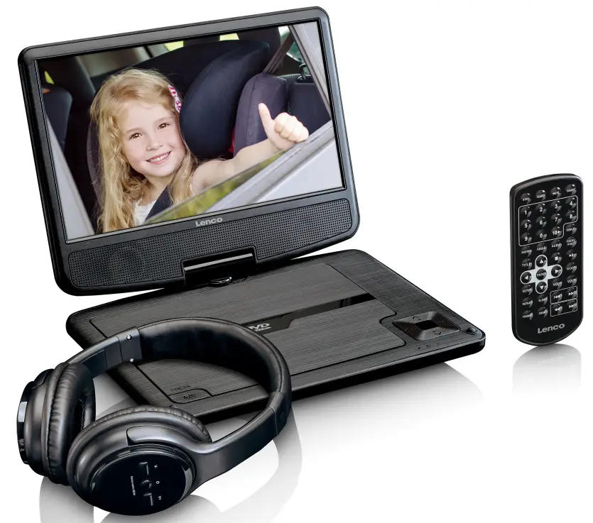 Lenco DVP 947 BK 9 Inch Portable DVD Player with Bluetooth and Headphones -