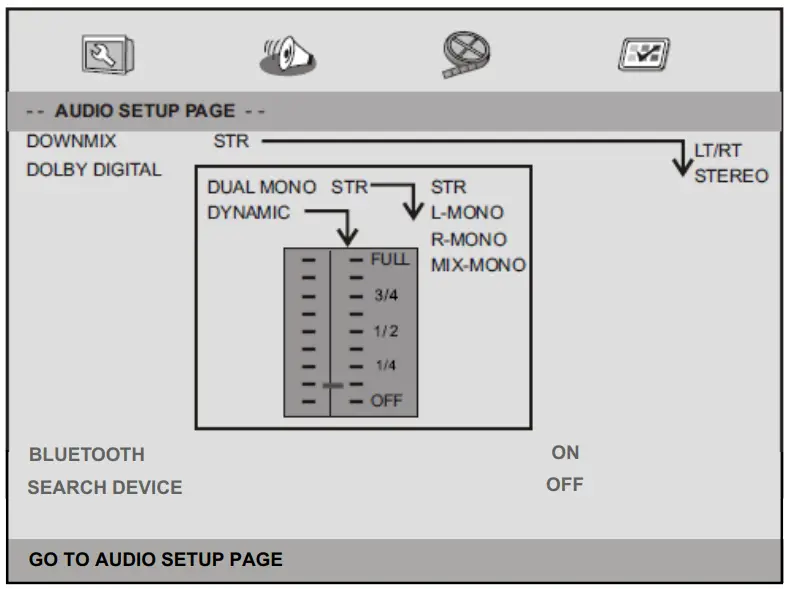 Lenco DVP 947 BK 9 Inch Portable DVD Player with Bluetooth and Headphones - audieo setup page