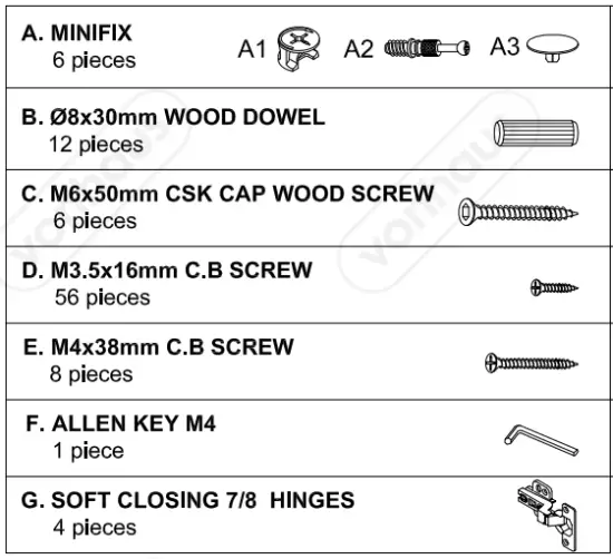 VonHaus-3000066-Koto-1-Drawer-2-Door-Small-Sideboard-Hardware