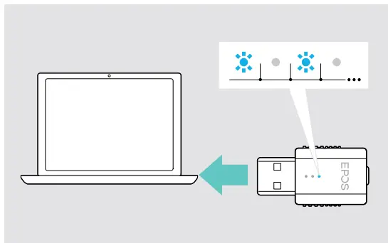 EPOS SDW D1 USB DECT Dongle for IMPACT 5000 Series Headsets User Guide - Connecting the dongle to a computer