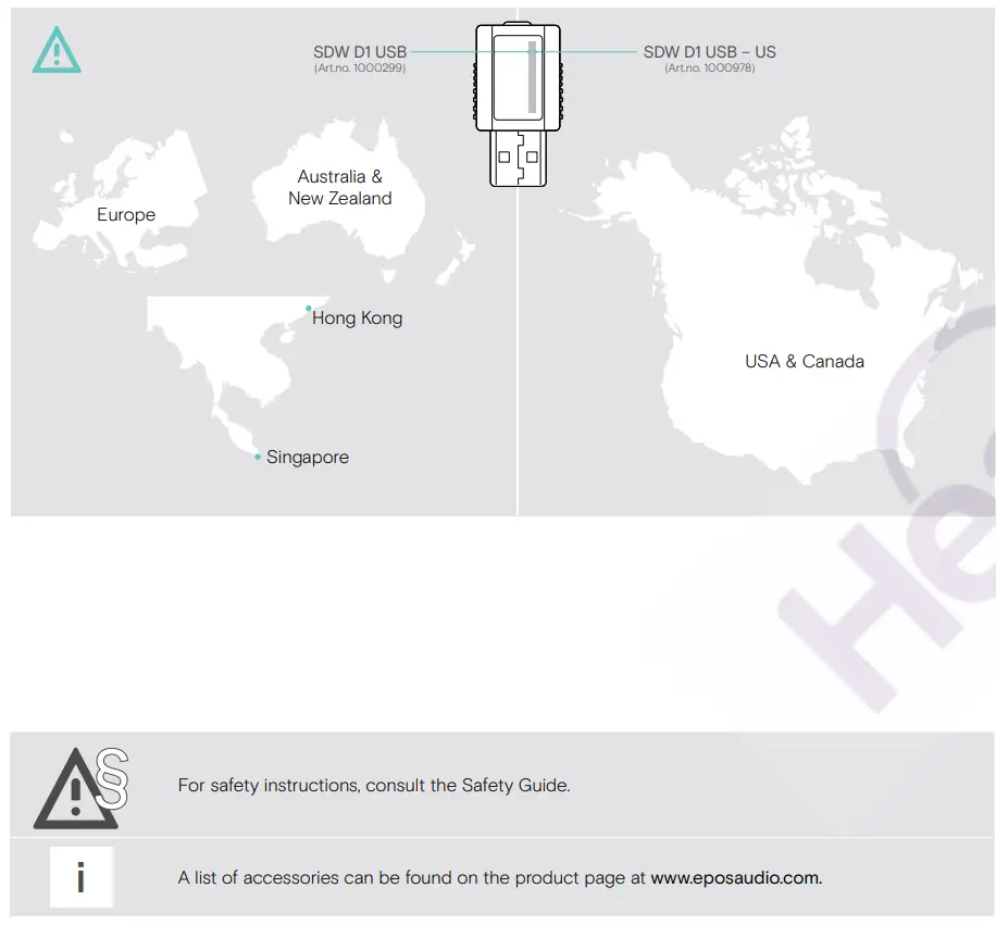 EPOS SDW D1 USB DECT Dongle for IMPACT 5000 Series Headsets User Guide - Danger of malfunctions!