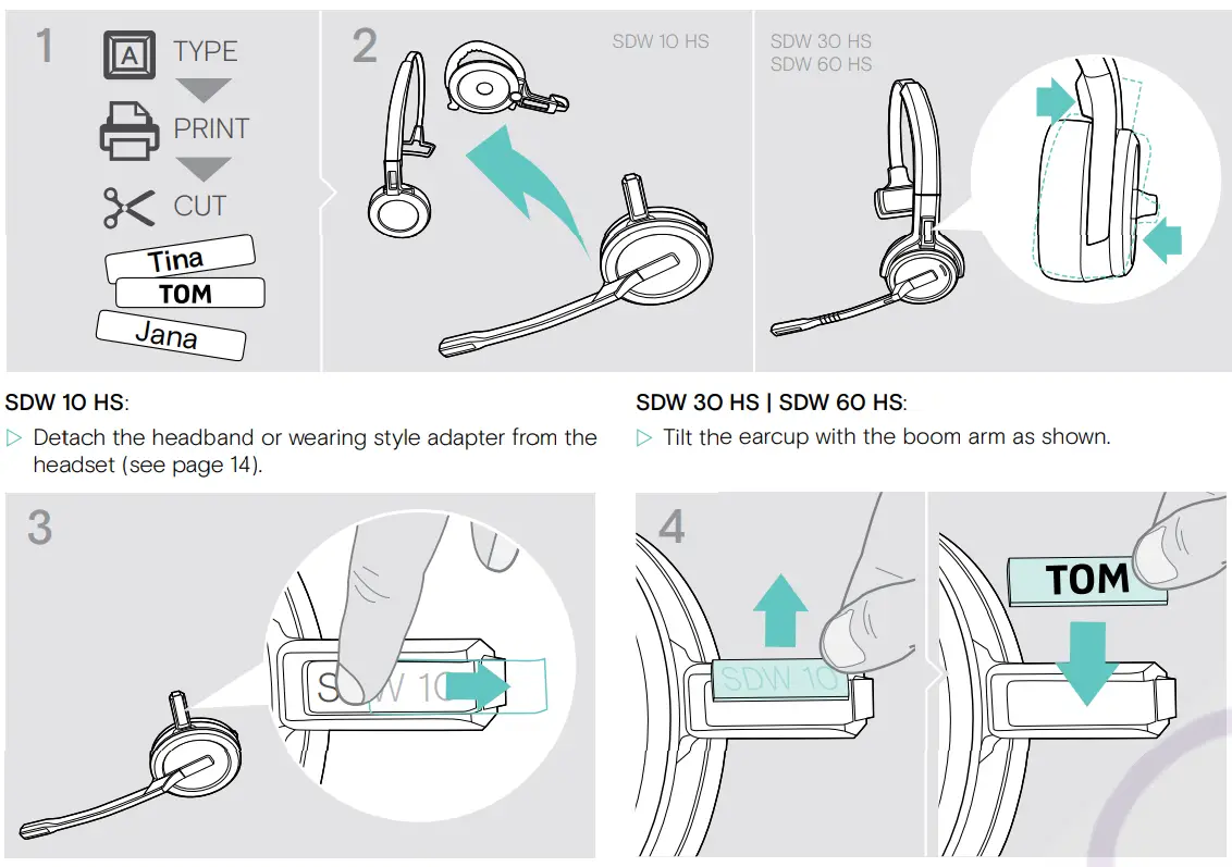 EPOS SDW D1 USB DECT Dongle for IMPACT 5000 Series Headsets User Guide - Labeling the headset