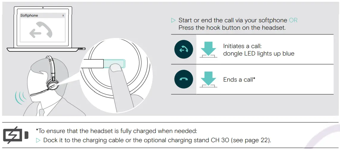 EPOS SDW D1 USB DECT Dongle for IMPACT 5000 Series Headsets User Guide - Making ending a call