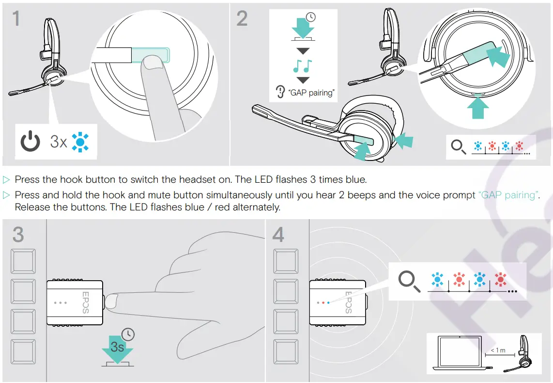 EPOS SDW D1 USB DECT Dongle for IMPACT 5000 Series Headsets User Guide - Pairing the headset and the dongle