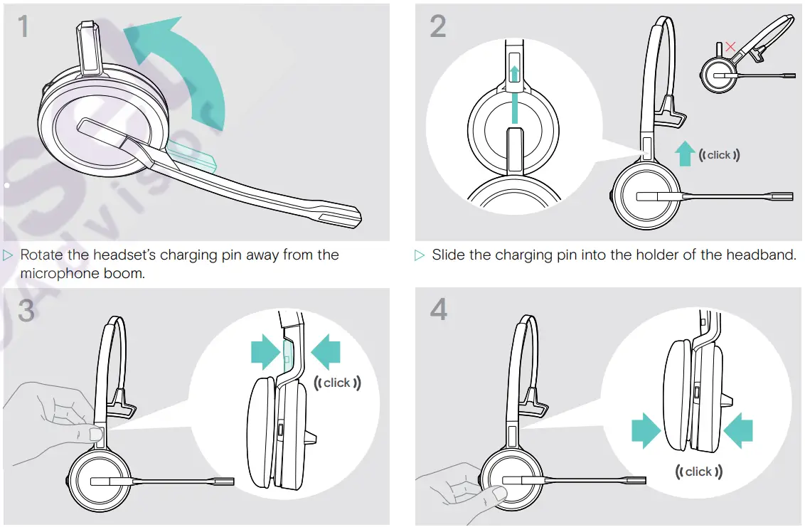 EPOS SDW D1 USB DECT Dongle for IMPACT 5000 Series Headsets User Guide - Using the headset with the headband