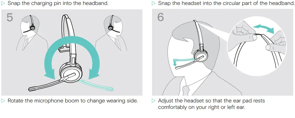 EPOS SDW D1 USB DECT Dongle for IMPACT 5000 Series Headsets User Guide - Using the headset with the headband