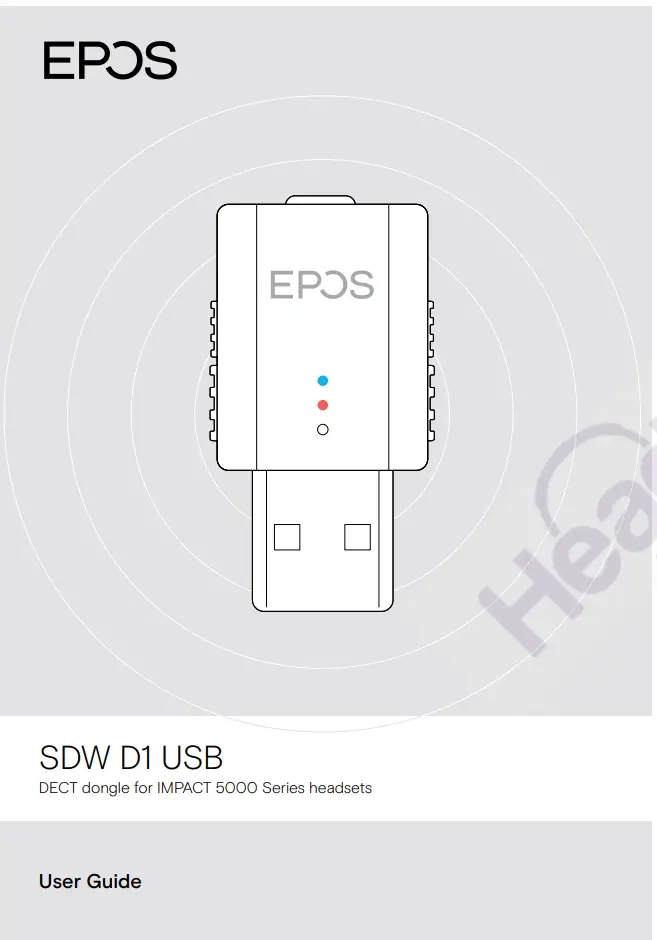 EPOS SDW D1 USB DECT Dongle for IMPACT 5000 Series Headsets User Guide