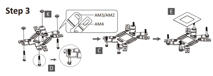 ENERMAX LIQMAX III 240mm aRGB Liquid CPU Cooler - AMD Installation step 3