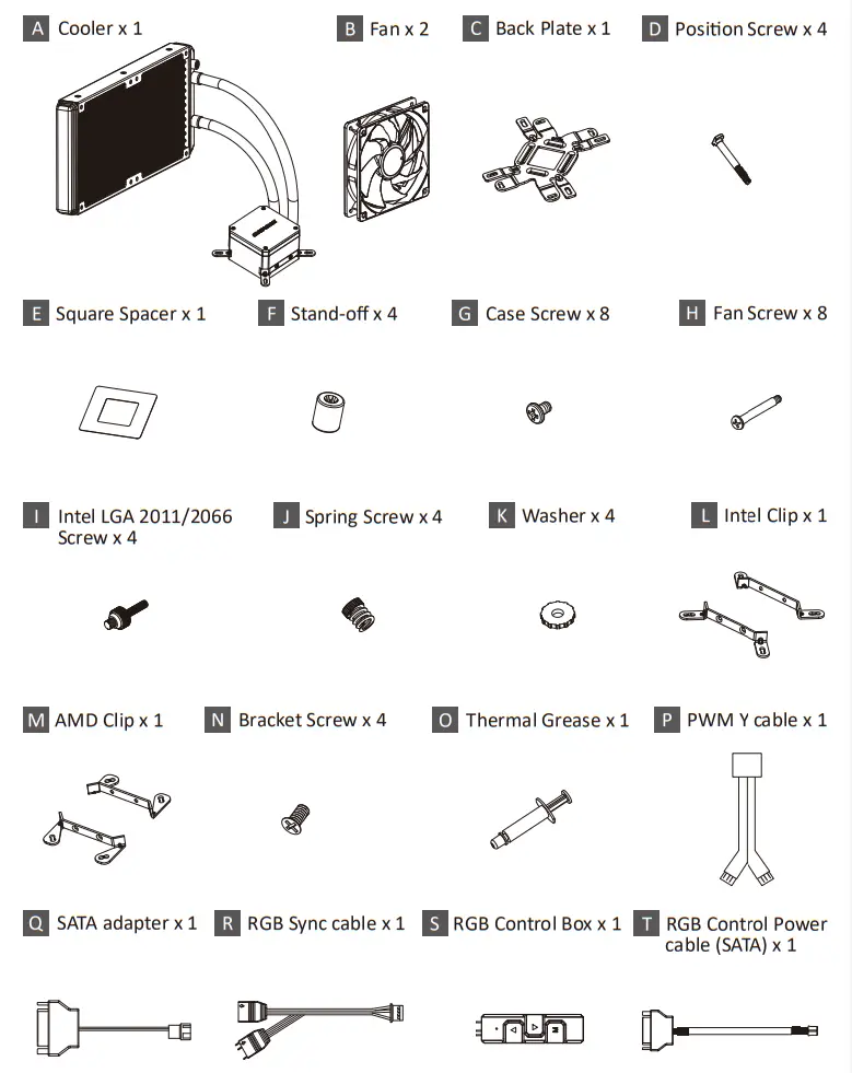 ENERMAX LIQMAX III 240mm aRGB Liquid CPU Cooler - Part List 3