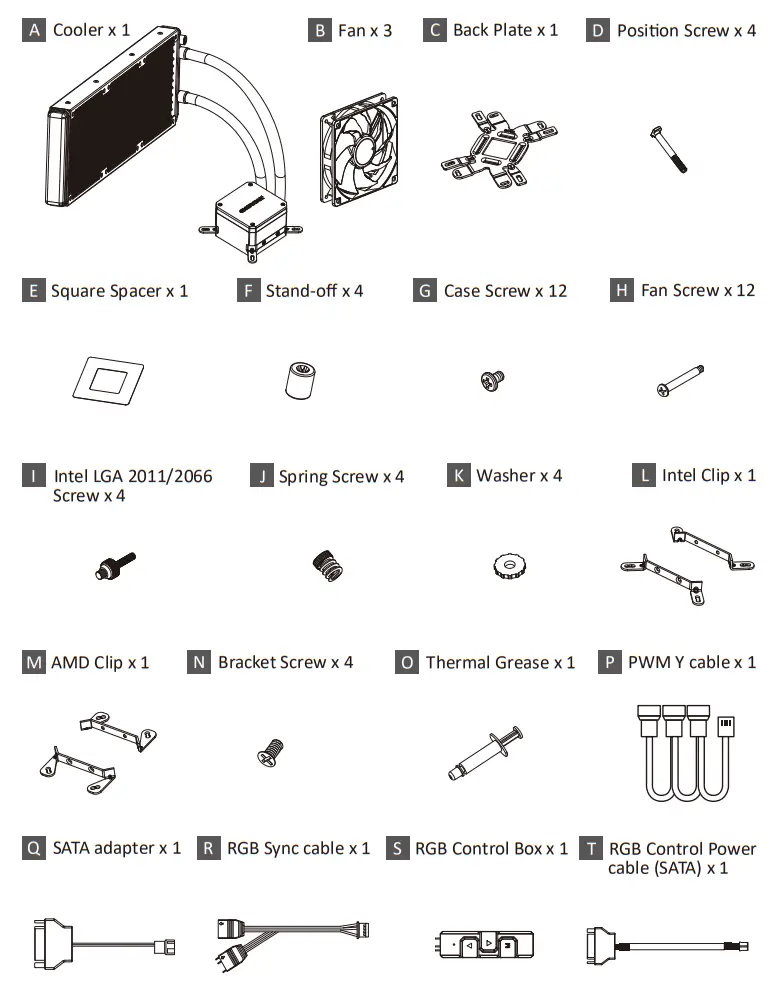 ENERMAX LIQMAX III 240mm aRGB Liquid CPU Cooler - Part List 4