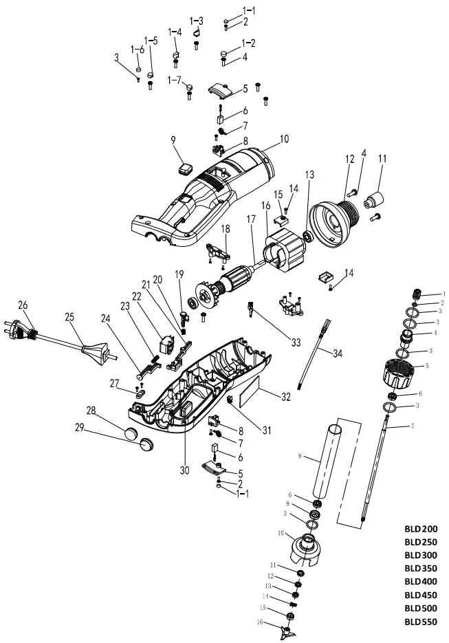 Exploded view and spare parts lists