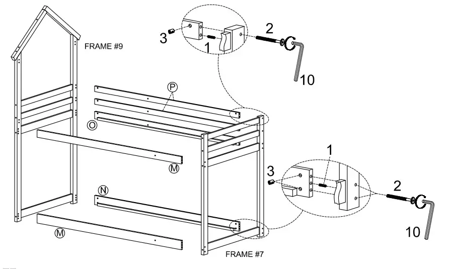 Polibi WF198565 White Twin Over Twin Low Bunk Bed - Fig10