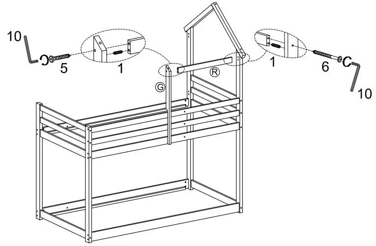 Polibi WF198565 White Twin Over Twin Low Bunk Bed - Fig11