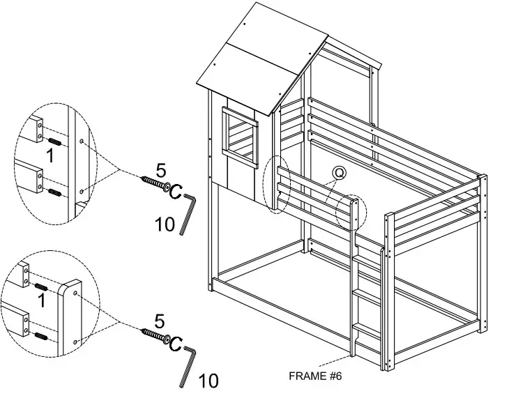 Polibi WF198565 White Twin Over Twin Low Bunk Bed - Fig16