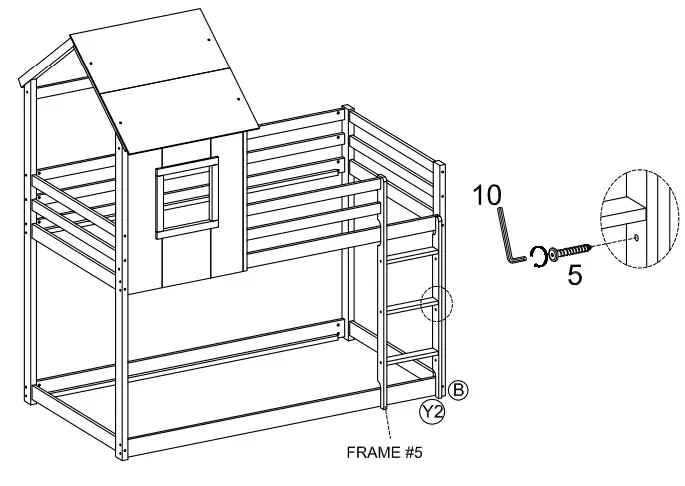 Polibi WF198565 White Twin Over Twin Low Bunk Bed - Fig17