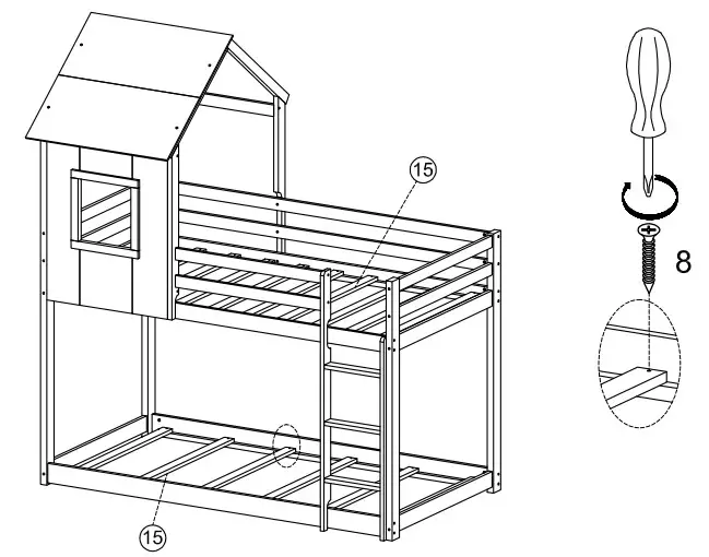 Polibi WF198565 White Twin Over Twin Low Bunk Bed - Fig19