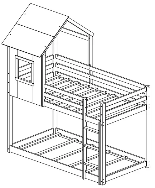 Polibi WF198565 White Twin Over Twin Low Bunk Bed - Fig20
