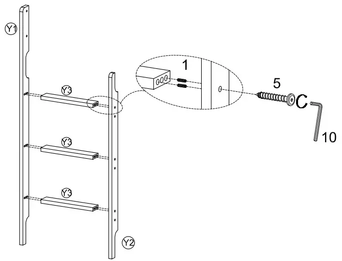 Polibi WF198565 White Twin Over Twin Low Bunk Bed - Fig6