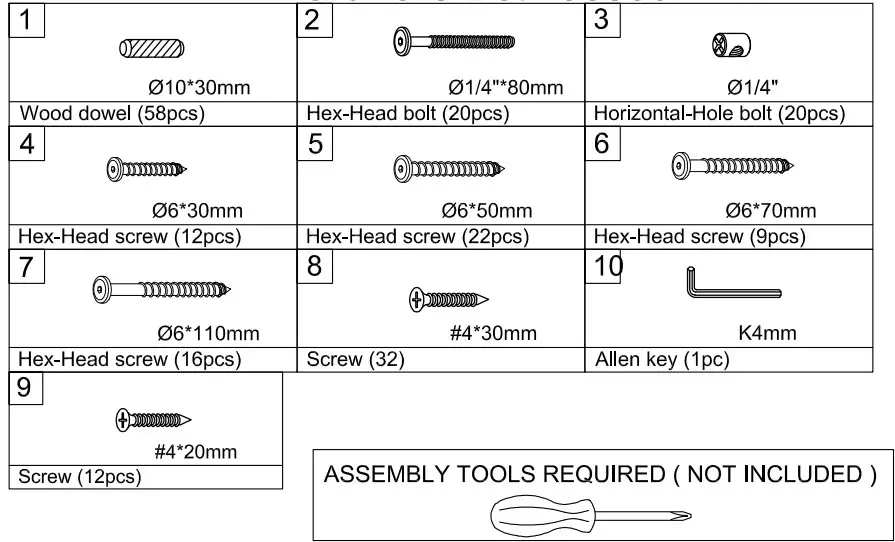 Polibi WF198565 White Twin Over Twin Low Bunk Bed - Part list 1