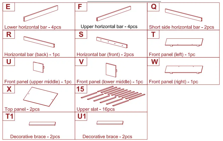 Polibi WF198565 White Twin Over Twin Low Bunk Bed - Part list 3