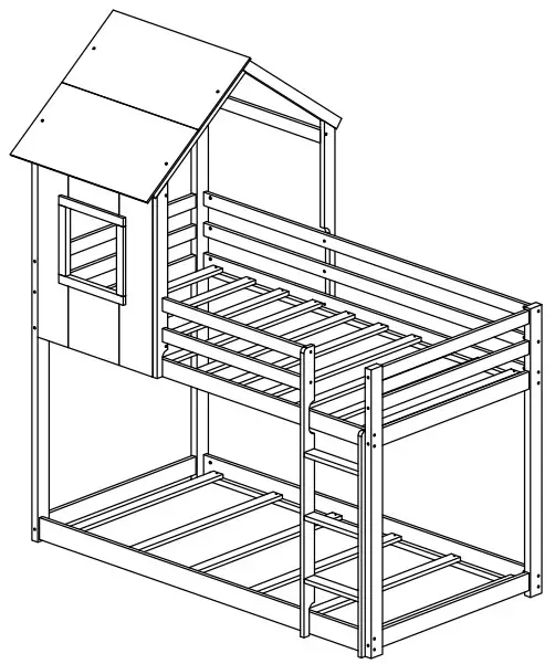 Polibi WF198565 White Twin Over Twin Low Bunk Bed