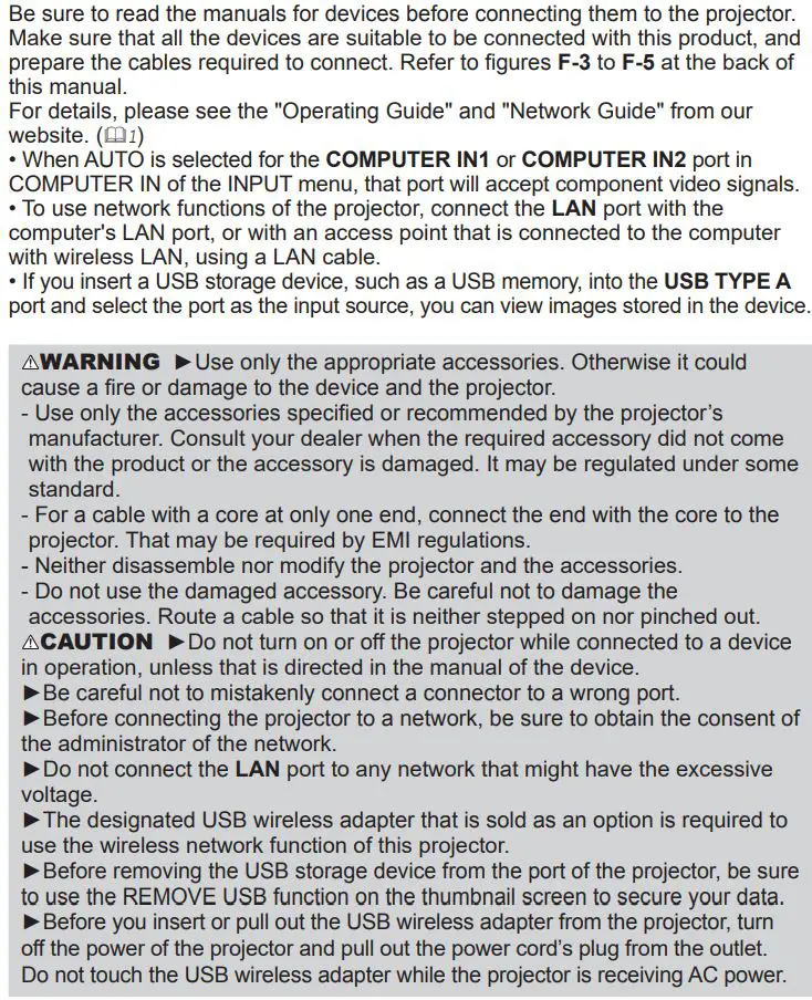 Hitachi LCD Projector User Manual - Connecting with your devices