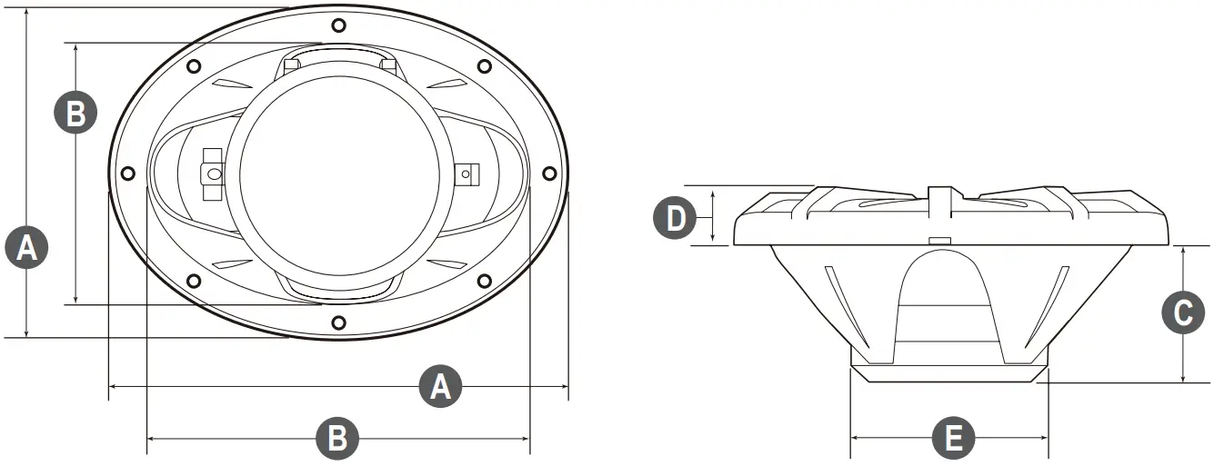 BOSS AUDIO SYSTEM MR692W Marine 2 Way Full Range Speakers - Speaker dimensions