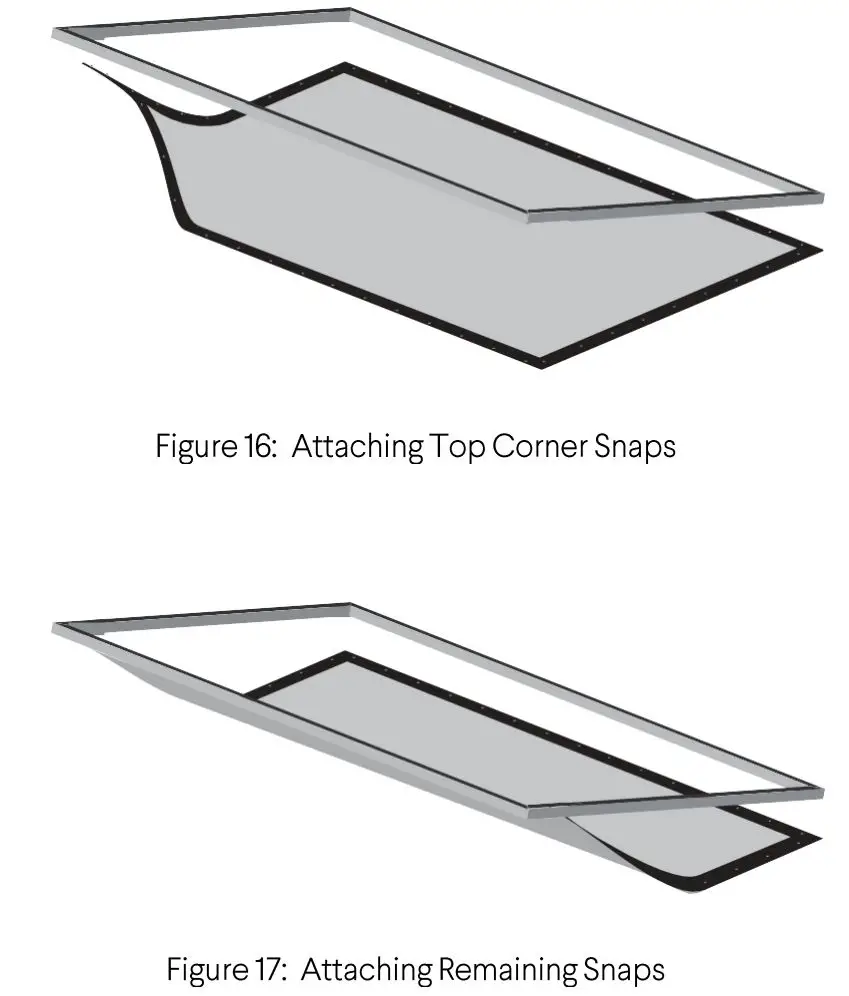 Stewart-WSDQ180HST13G4EZX Wallscreen Deluxe Fixed Frame Snap Screens Owner's Manual - Fig 16,17