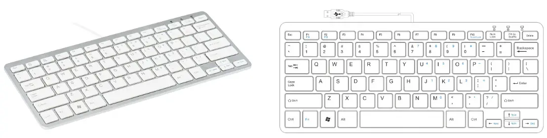 R-Go Tools Compact Keyboard -white, wired