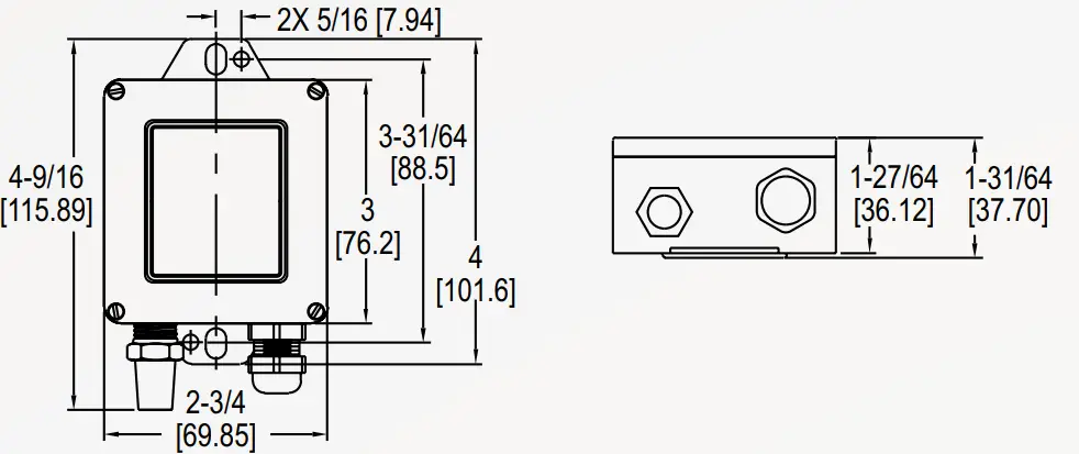 Dwyer Series WHT Weather-Resistant Humidity Temperature Transmitter - DIMENSIONS
