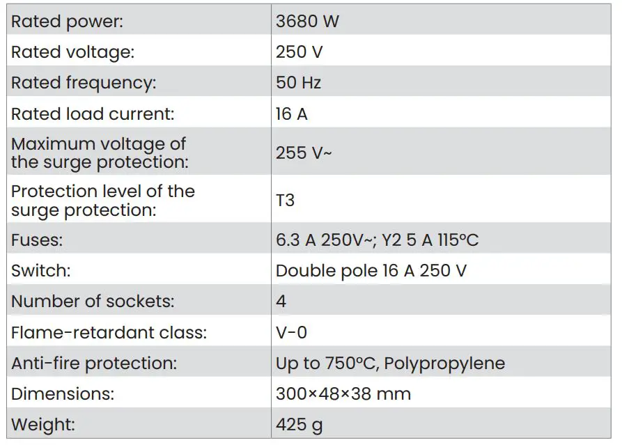 savio LZ-11 Power Strip Surge Protector - Technical specification