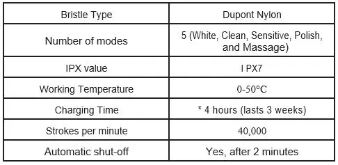 lifegoods LG975 Electric Toothbrush - Technical Data 2