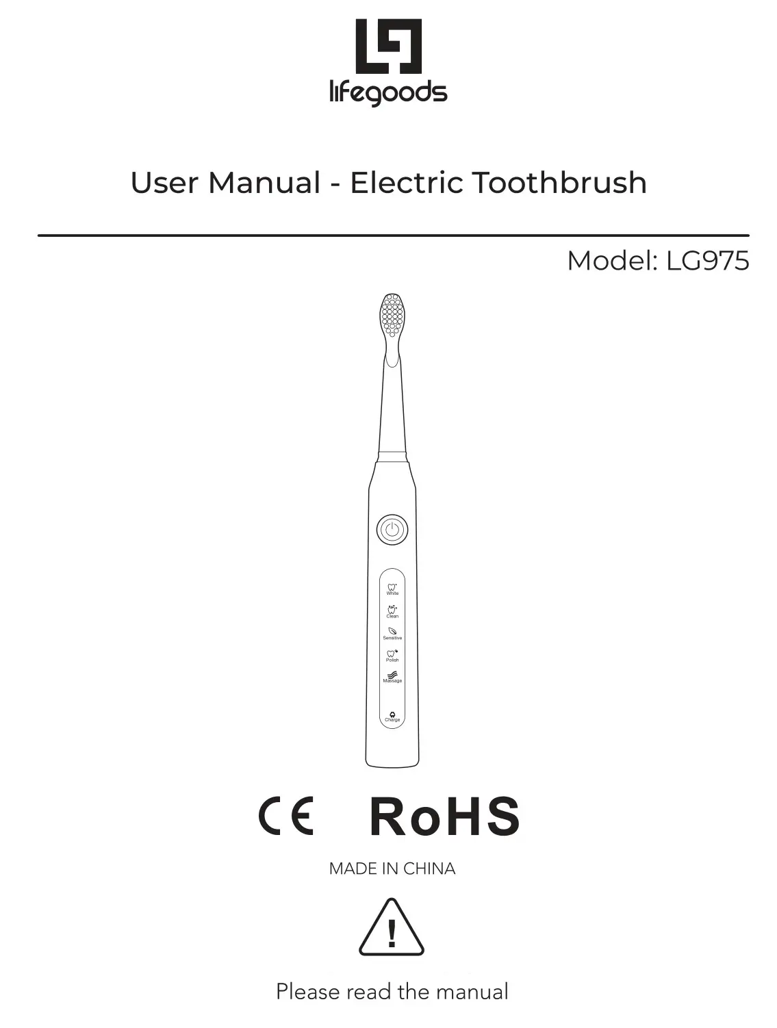 lifegoods LG975 Electric Toothbrush User Manual