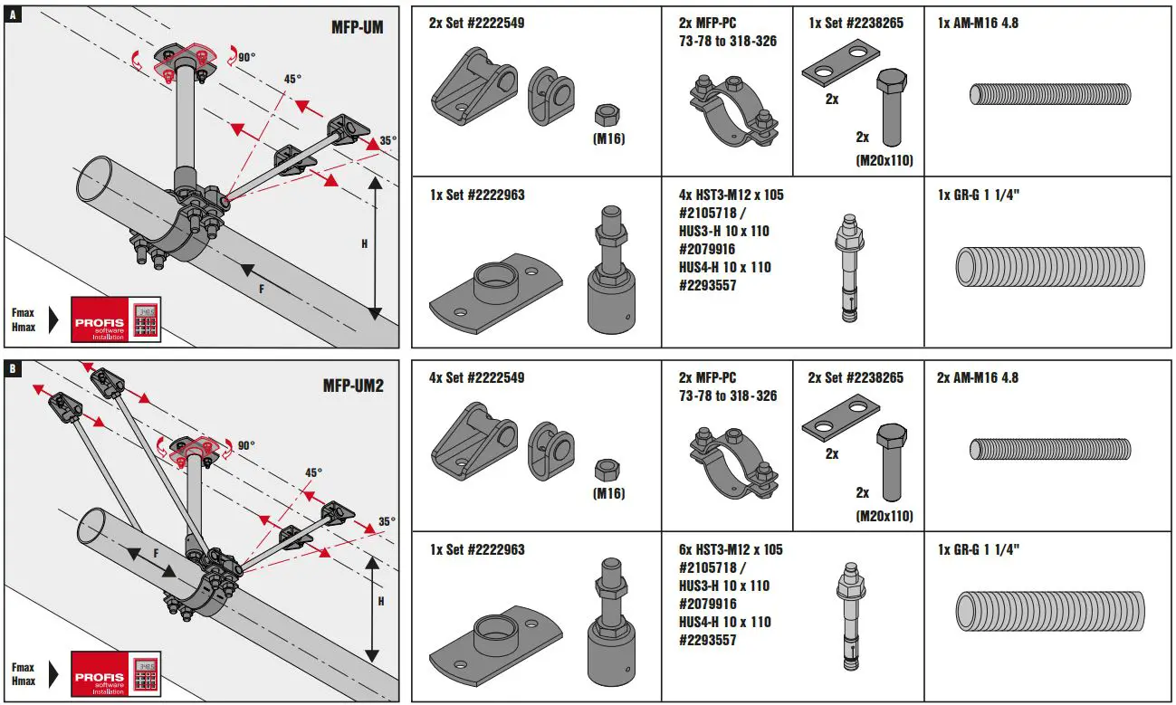 HILTI MFP-UM Fixed Points and Sliders Instruction Manual - Fig a,b