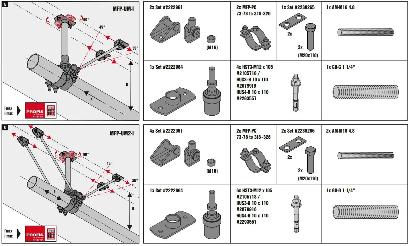HILTI MFP-UM Fixed Points and Sliders Instruction Manual - Fig a ,b