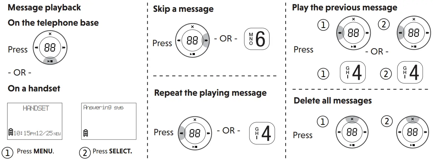 vtech CS6224 DECT 6.0 cordless telephone -Message playback