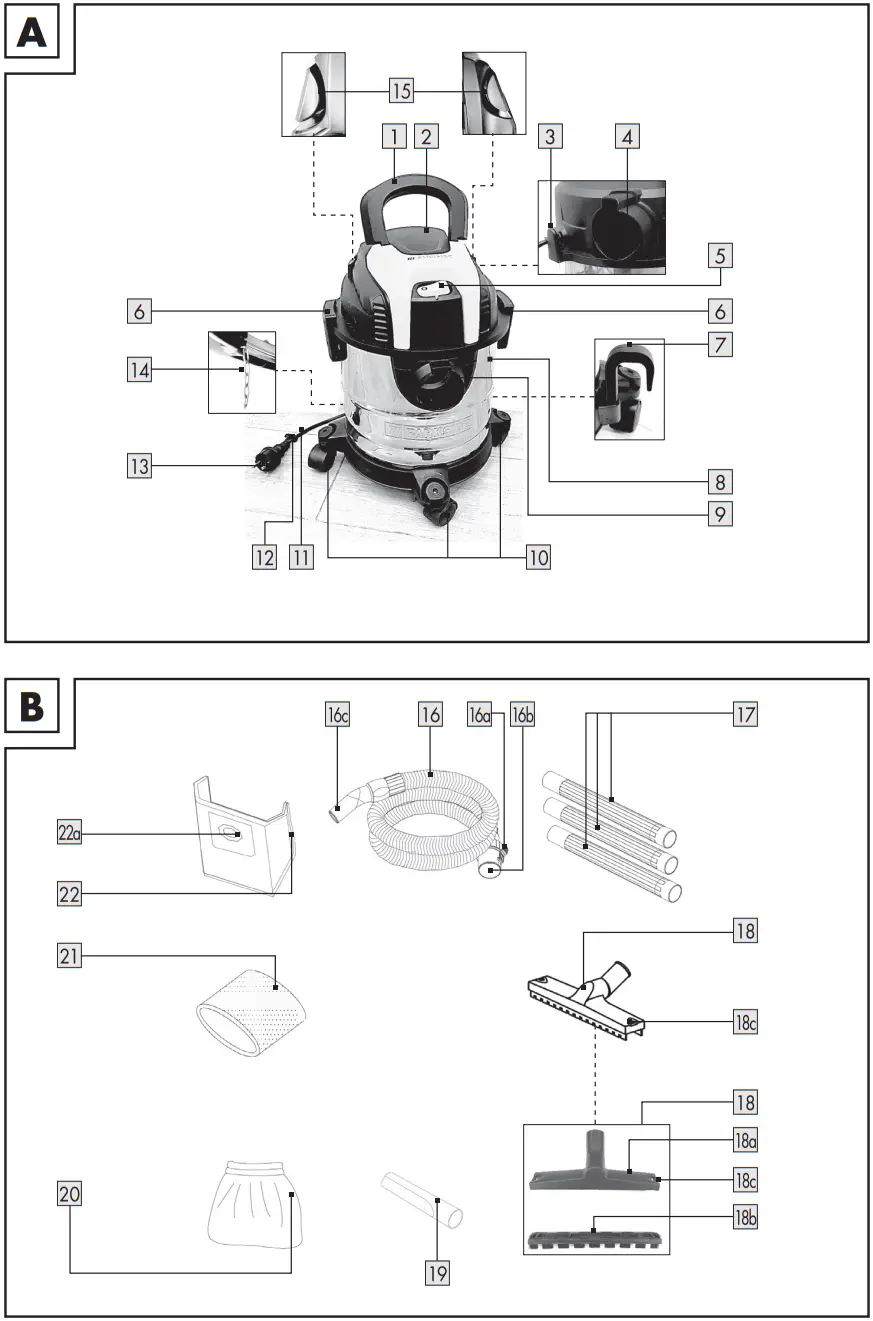 PARKSIDE PWD 12 B2 Wet And Dry Vacuum Cleaner - Figure 1