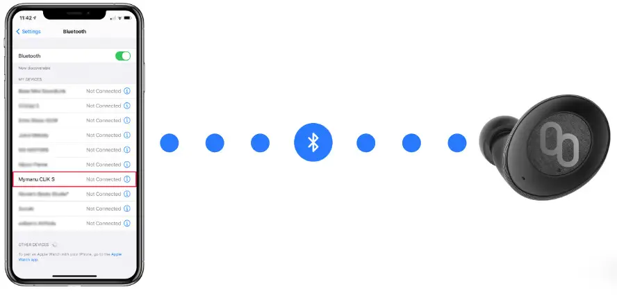 mymanu CLIK S Truly Wireless Earbuds - Connecting your CLIK S via bluetooth