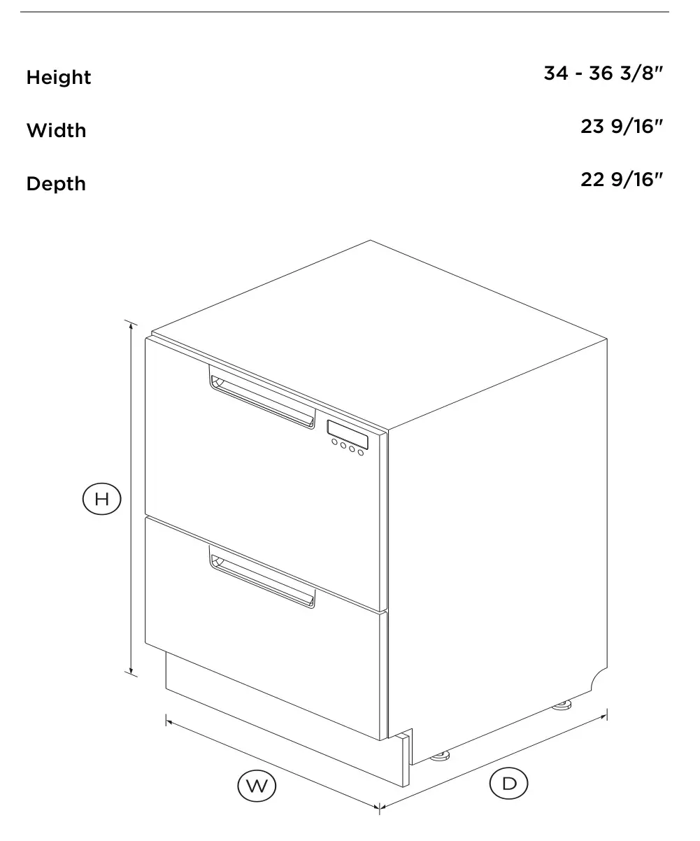 Fisher and Paykel DD24DCHTX9 N Double DishDrawer Dishwasher - DIMENSIONS