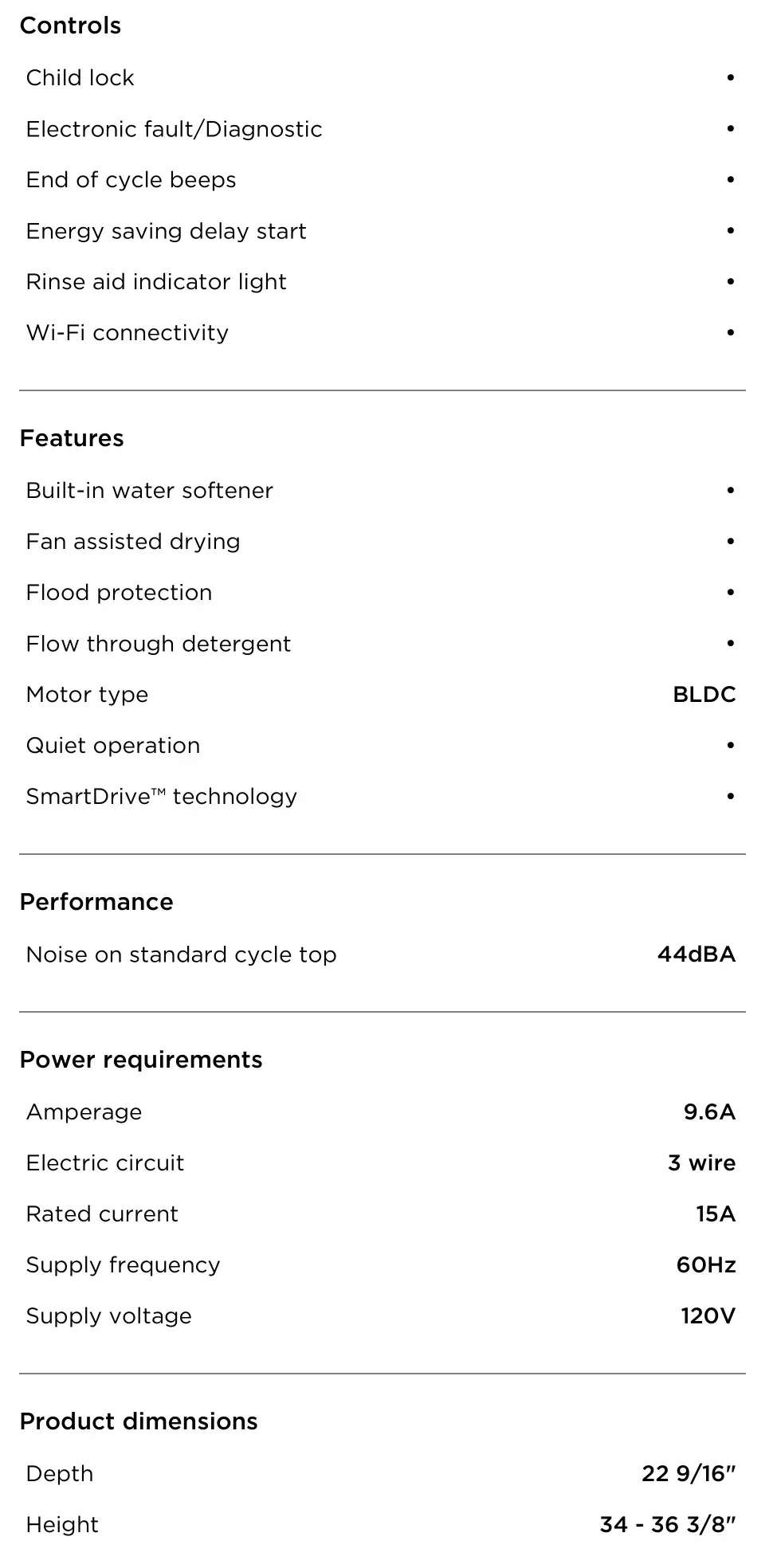Fisher and Paykel DD24DCHTX9 N Double DishDrawer Dishwasher - SPECIFICATIONS 2