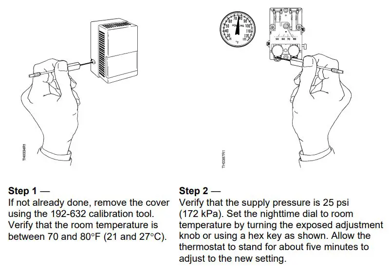 SIEMENS Powers Controls TH 192-3 Series Day Night Vent Room Thermostat Instruction Manual - Night Time Calibration