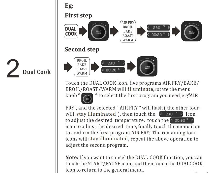 INNOTECK DS-5904 30L Digital Air Fryer With Toaster Oven Instruction Manual - Dual Cook