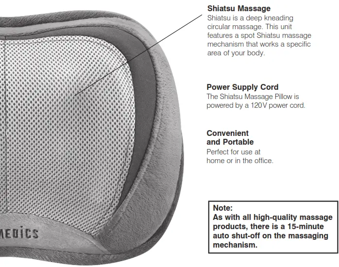 Homedics SP-100H 3D Shiatsu Massage Pillow with Heat Instruction - Shiatsu Massage2