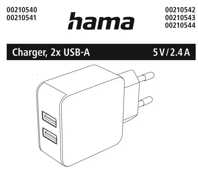hama 00210540 2x USB-A Charger Instruction Manual