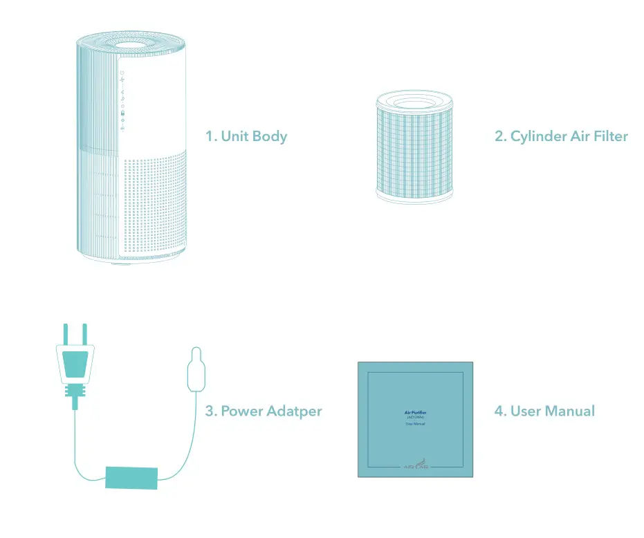 AIR LAB ACY2WH Air Purifier - Unit and components